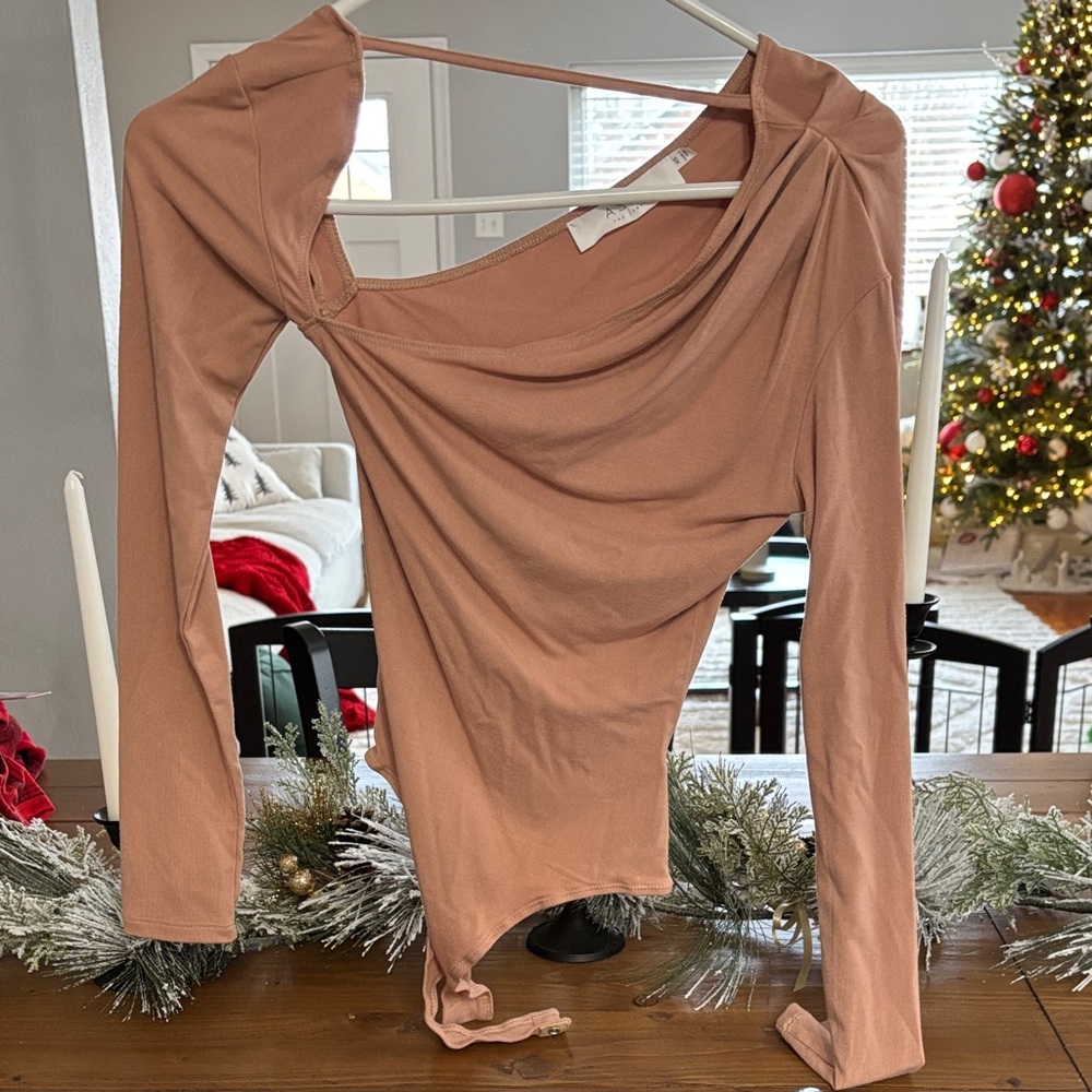 Astr Women's Mauve Long Sleeve Bodysuit